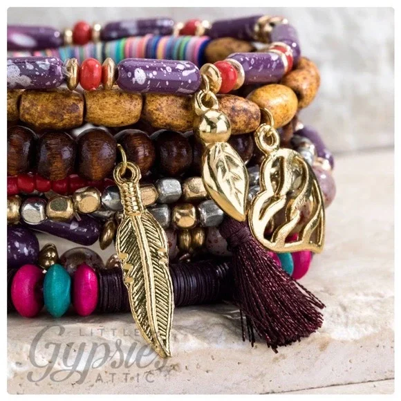 TEN Layer Stacked Beaded Bracelets - Picture 3 of 7